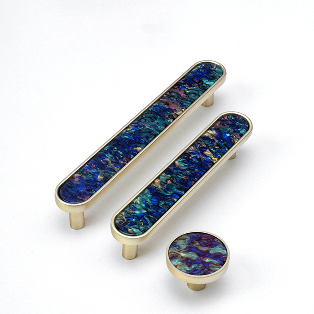 Modern Shell Inlay T-Bar Cupboard Handles and Knobs