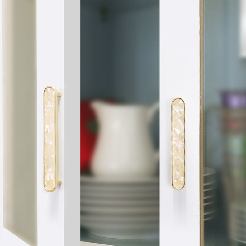 Modern Shell Inlay T-Bar Cupboard Handles and Knobs