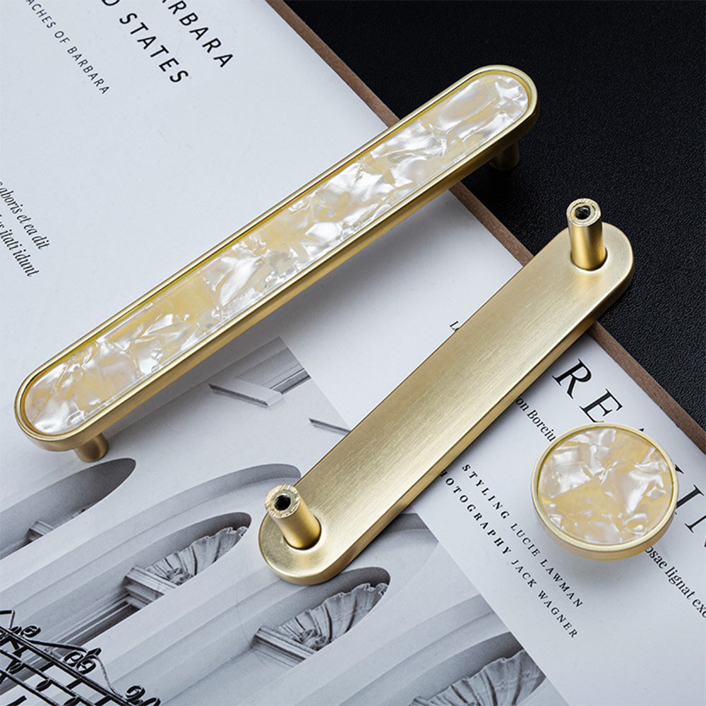 Modern Shell Inlay T-Bar Cupboard Handles and Knobs
