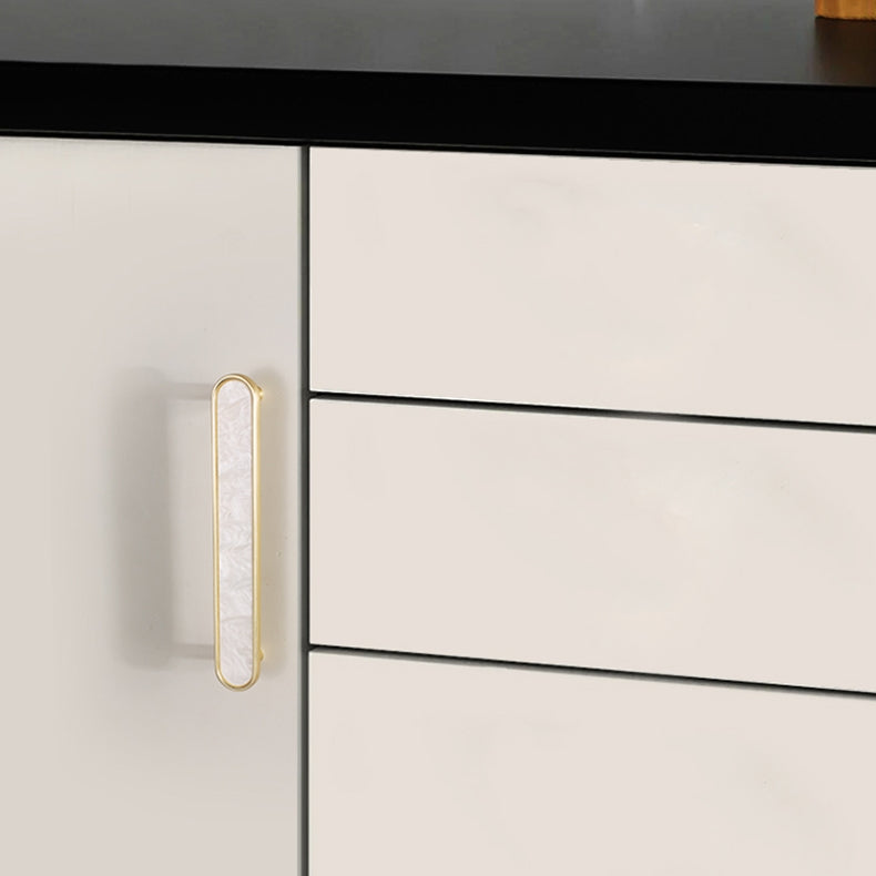 Modern Shell Inlay T-Bar Cupboard Handles and Knobs