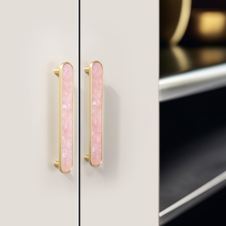 Modern Shell Inlay T-Bar Cupboard Handles and Knobs