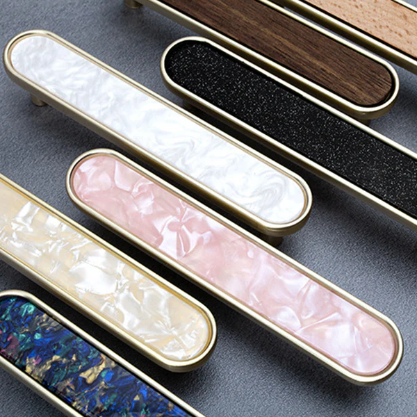 Modern Shell Inlay T-Bar Cupboard Handles and Knobs