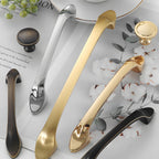 Modern Solid Brass Bow Cupboard Handles and Knobs