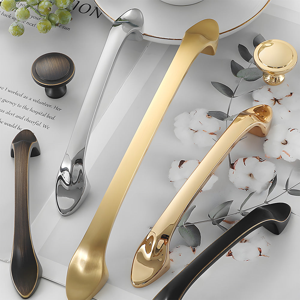 Modern Solid Brass Bow Cupboard Handles and Knobs