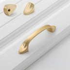 Modern Solid Brass Bow Cupboard Handles and Knobs