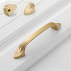 Modern Solid Brass Bow Cupboard Handles and Knobs