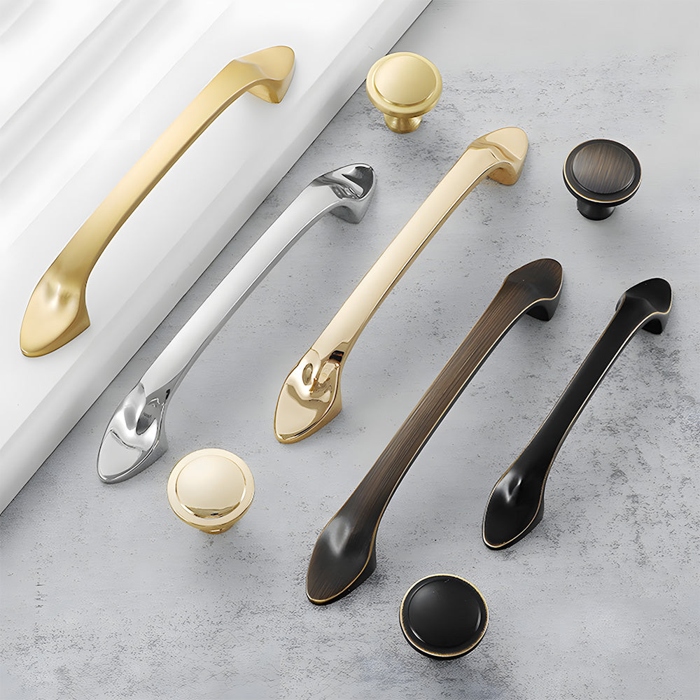 Modern Solid Brass Bow Cupboard Handles and Knobs