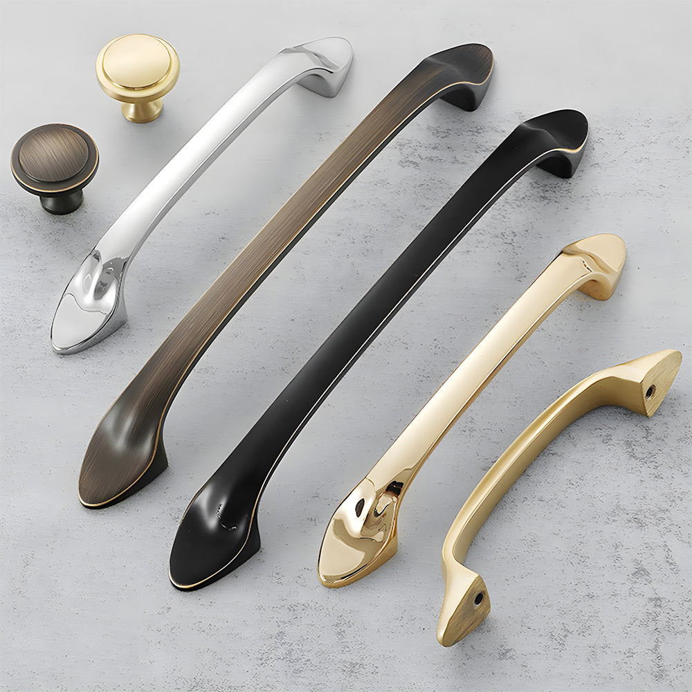 Modern Solid Brass Bow Cupboard Handles and Knobs