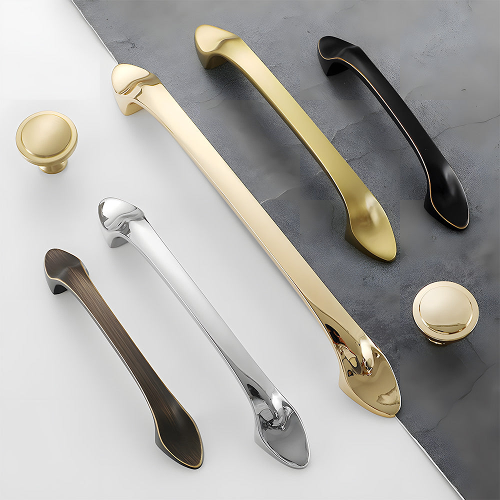 Modern Solid Brass Bow Cupboard Handles and Knobs