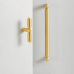 Modern Solid Brass Rounded T-Bar Cupboard Handles and Knobs