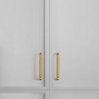 Modern Solid Brass Rounded T-Bar Cupboard Handles and Knobs