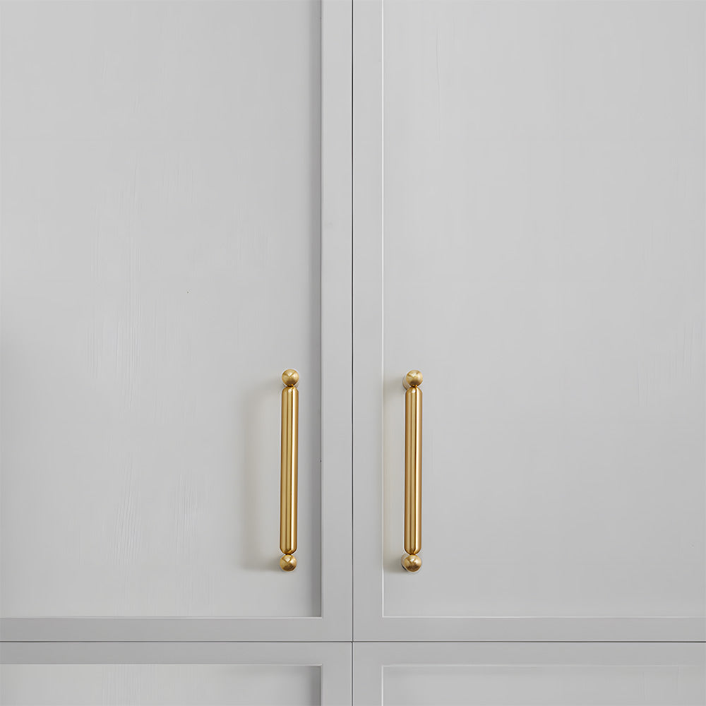 Modern Solid Brass Rounded T-Bar Cupboard Handles and Knobs