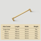 Modern Solid Brass Rounded T-Bar Cupboard Handles and Knobs