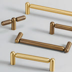 Modern Solid Brass Rounded T-Bar Cupboard Handles and Knobs