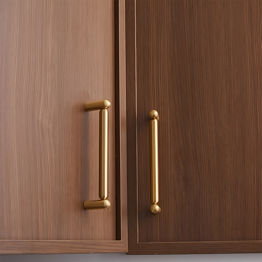 Modern Solid Brass Rounded T-Bar Cupboard Handles and Knobs