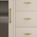 Modern Solid Brass Rounded T-Bar Cupboard Handles and Knobs