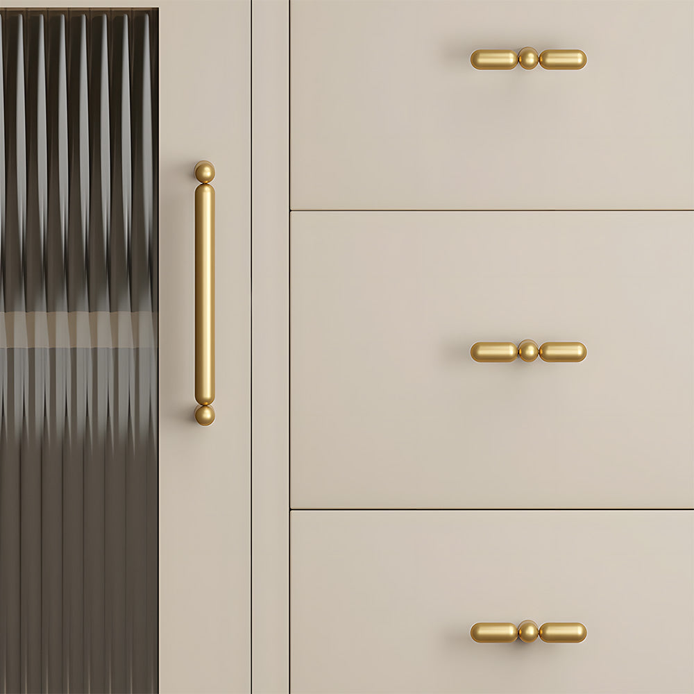 Modern Solid Brass Rounded T-Bar Cupboard Handles and Knobs
