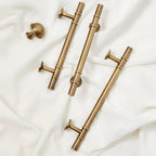 Modern Solid Brass T-Bar Cupboard Handles and Knobs