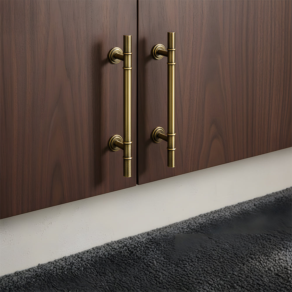 Modern Solid Brass T-Bar Cupboard Handles and Knobs