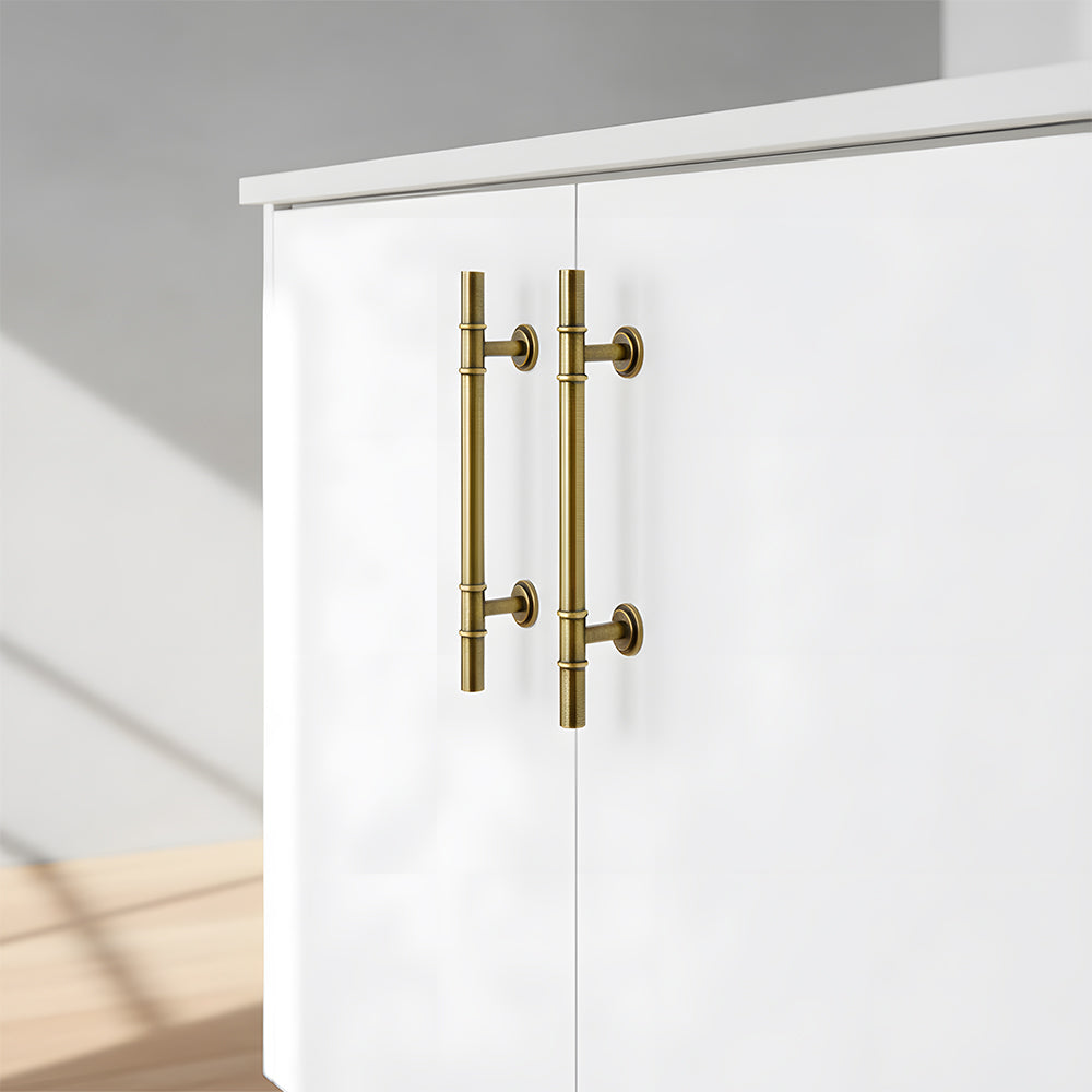 Modern Solid Brass T-Bar Cupboard Handles and Knobs