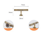 Modern Solid Brass T-Bar Cupboard Handles and Knobs