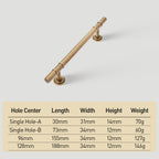 Modern Solid Brass T-Bar Cupboard Handles and Knobs