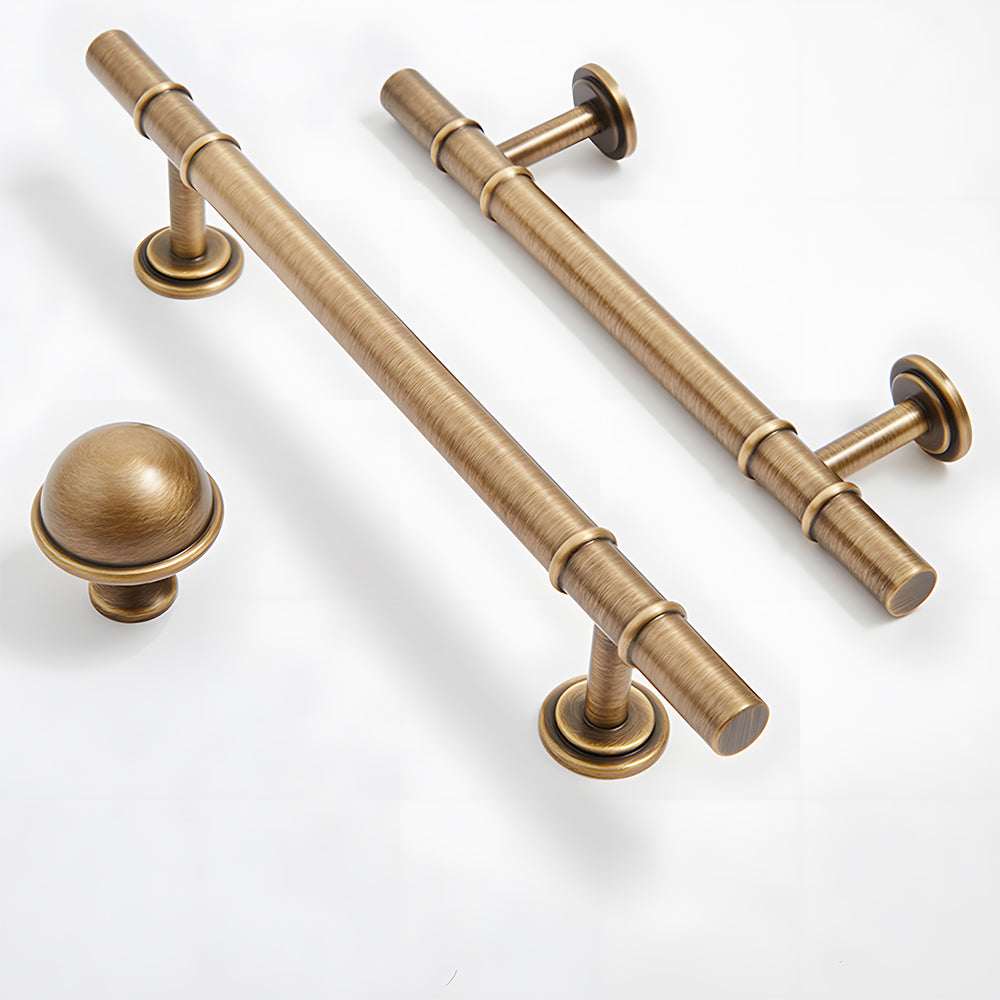 Modern Solid Brass T-Bar Cupboard Handles and Knobs