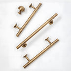Modern Solid Brass T-Bar Cupboard Handles and Knobs