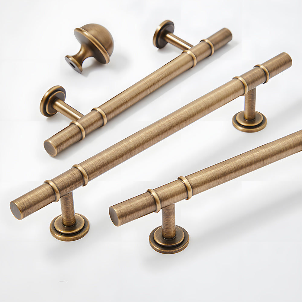 Modern Solid Brass T-Bar Cupboard Handles and Knobs