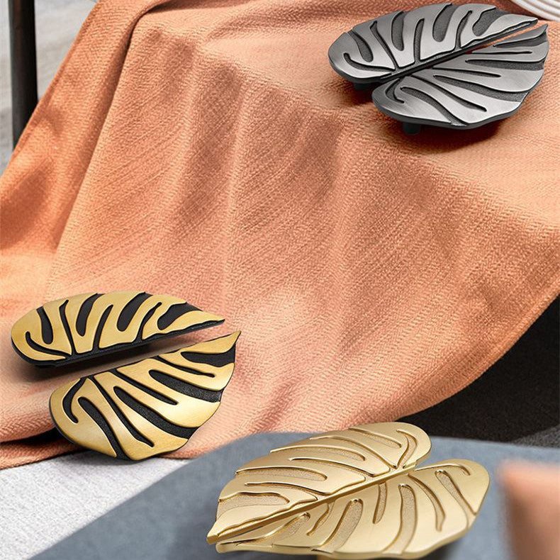 Modern Split Leaf Brass Cupboard Handles