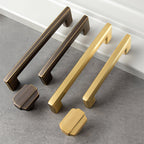 Modern Square D Brass Kitchen Handles and Knobs