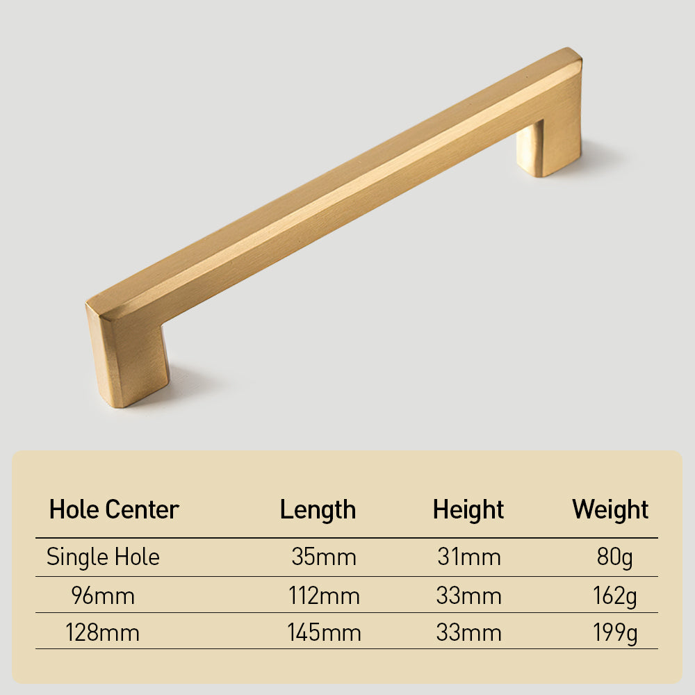 Modern Square D Brass Kitchen Handles and Knobs