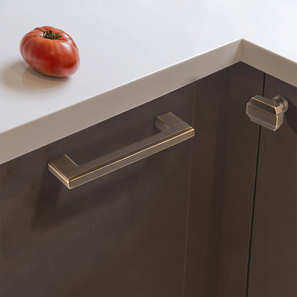 Modern Square D Brass Kitchen Handles and Knobs