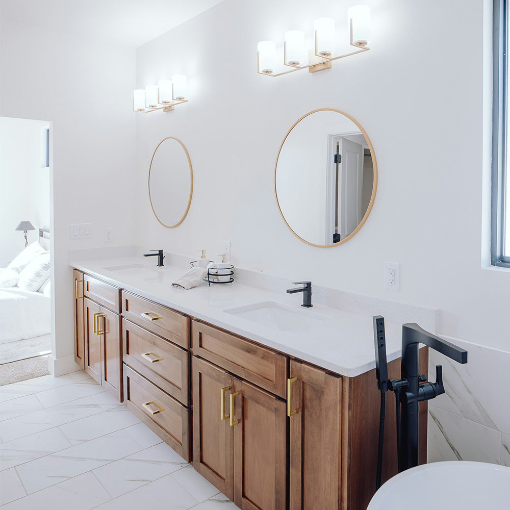 Modern Square D Cupboard Handles & T-Bar Knobs in Brushed Brass
