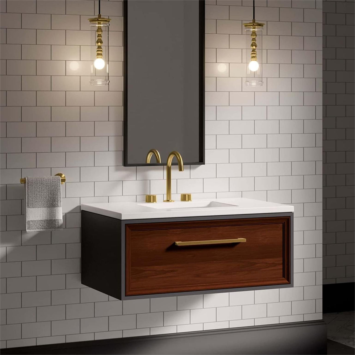 Modern Square D Cupboard Handles & T-Bar Knobs in Brushed Brass