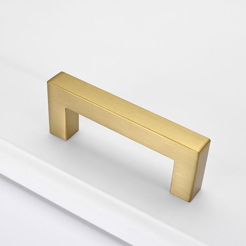 Modern Square D Cupboard Handles & T-Bar Knobs in Brushed Brass