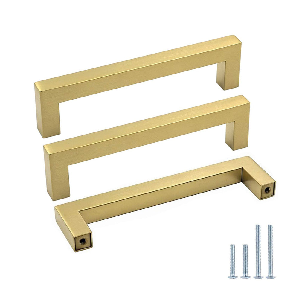 Modern Square D Cupboard Handles & T-Bar Knobs in Brushed Brass