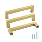 Modern Square D Cupboard Handles & T-Bar Knobs in Brushed Brass
