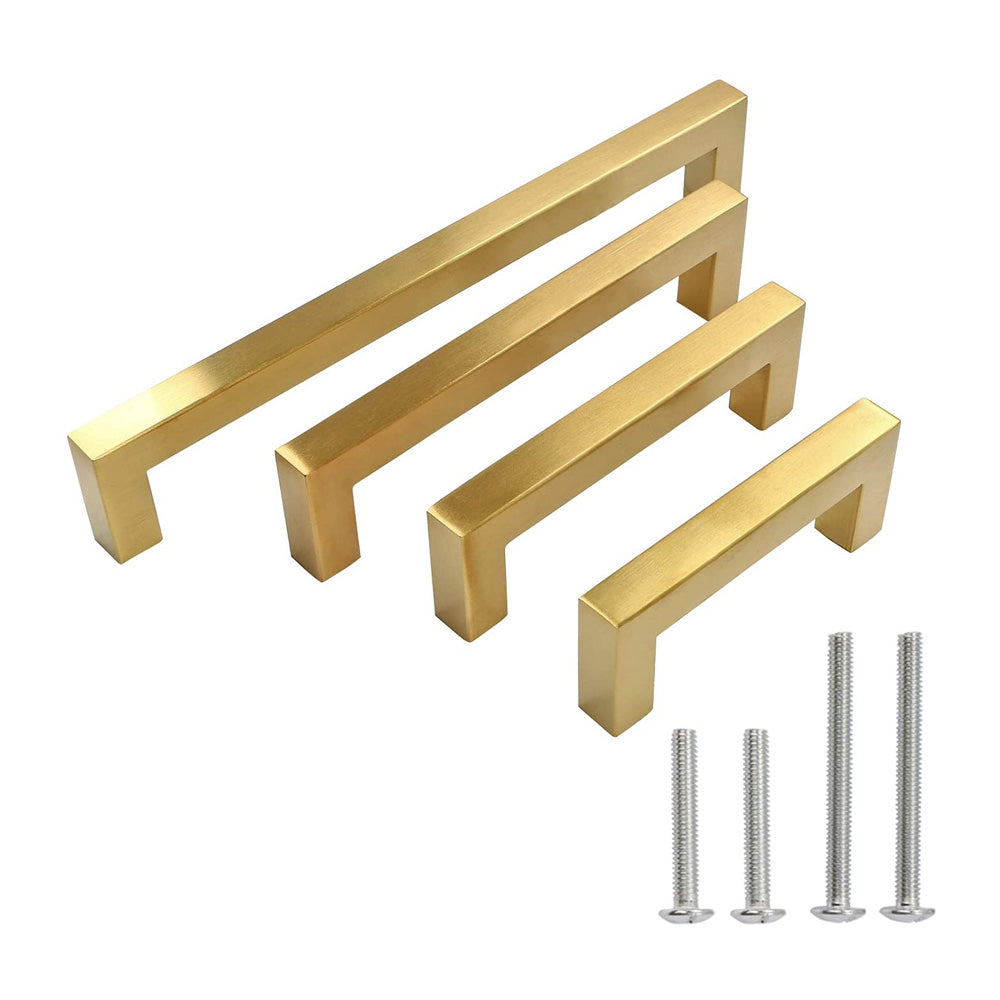 Modern Square D Cupboard Handles & T-Bar Knobs in Brushed Brass