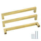 Modern Square D Cupboard Handles & T-Bar Knobs in Brushed Brass