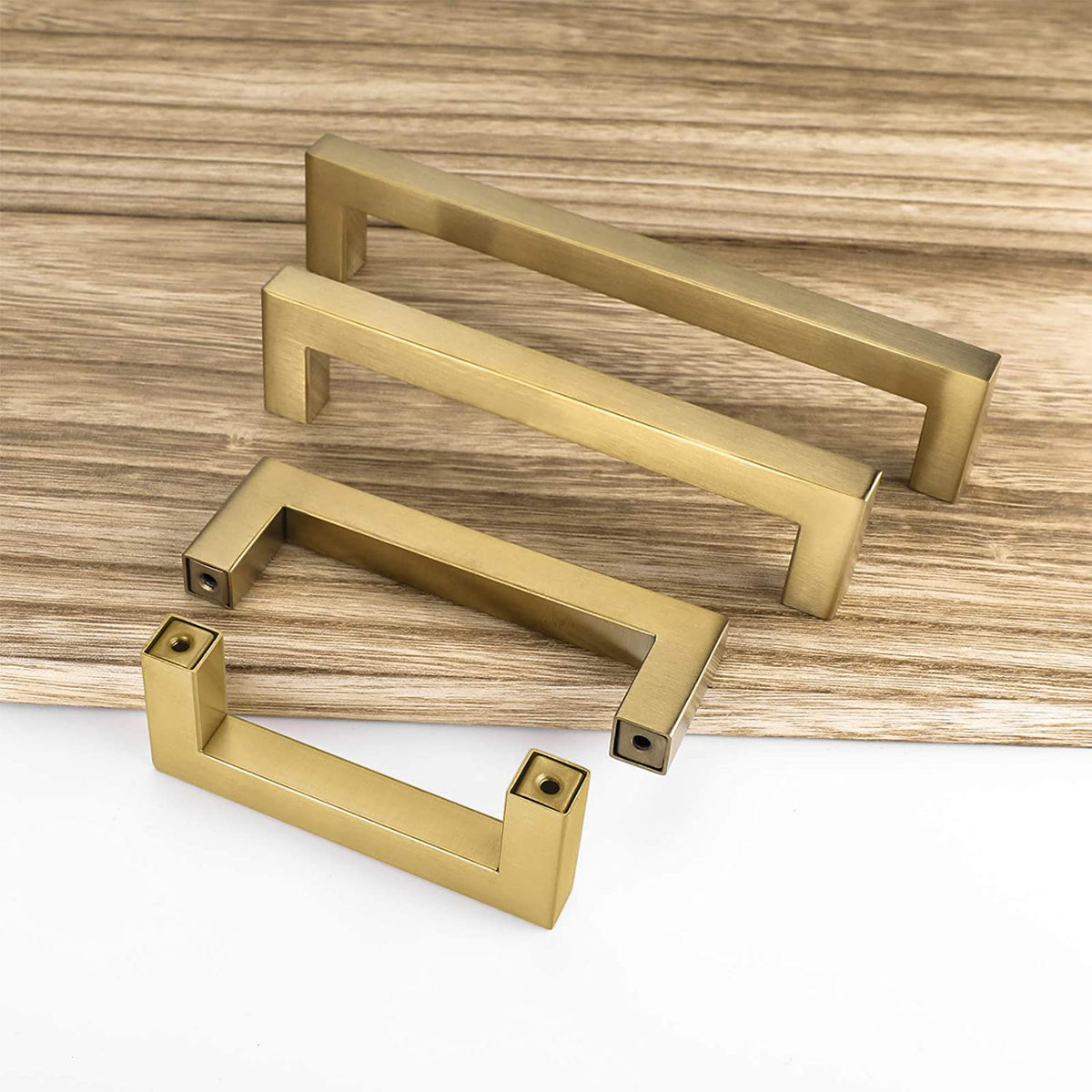Modern Square D Cupboard Handles & T-Bar Knobs in Brushed Brass