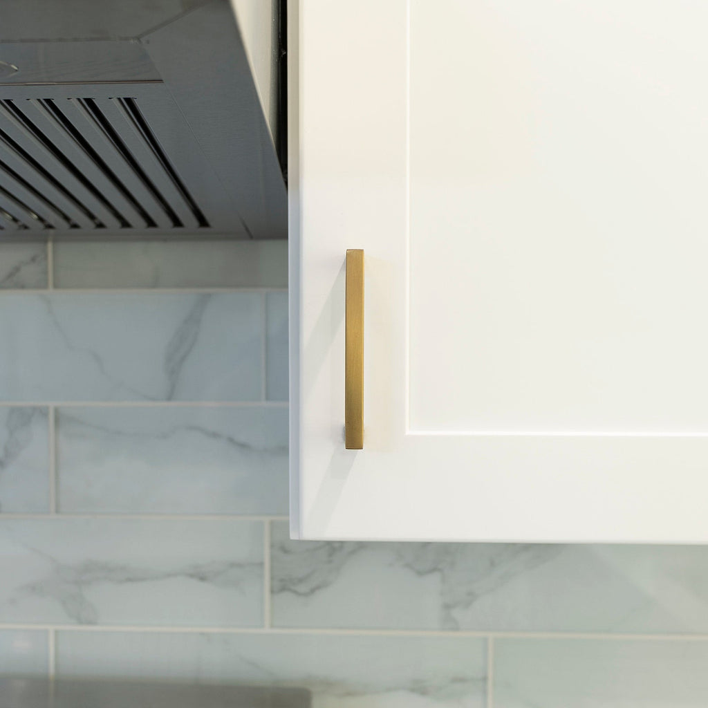 Modern Square D Cupboard Handles & T-Bar Knobs in Brushed Brass