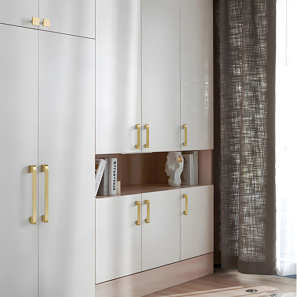 Modern Square Gold Brass Kitchen Cupboard Handles & Knobs