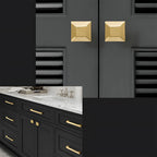 Modern Square Gold Brass Kitchen Cupboard Handles & Knobs