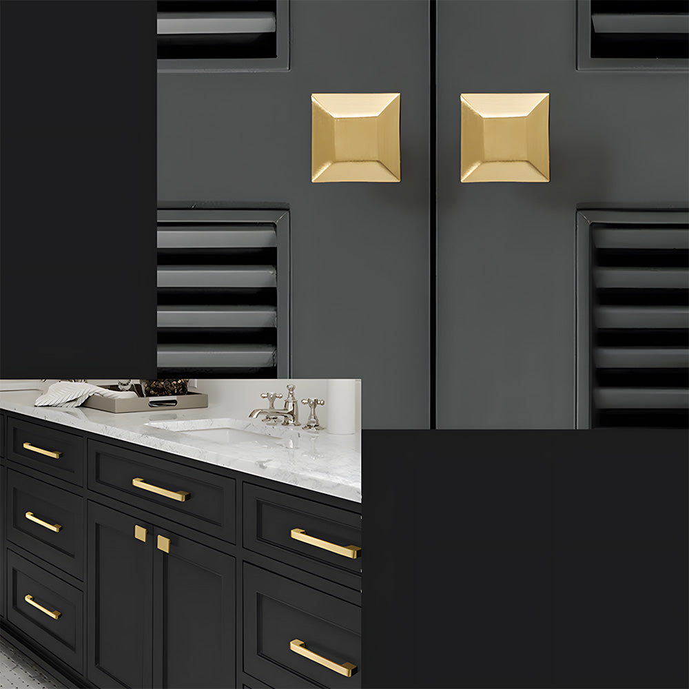 Modern Square Gold Brass Kitchen Cupboard Handles & Knobs