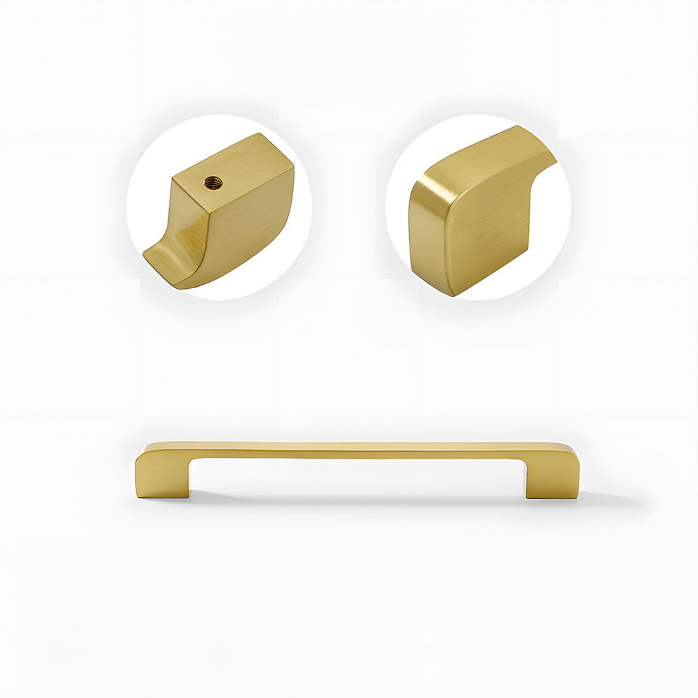 Modern Square Gold Brass Kitchen Cupboard Handles & Knobs