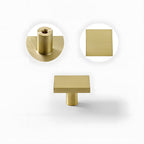 Modern Square Gold Brass Kitchen Cupboard Handles & Knobs