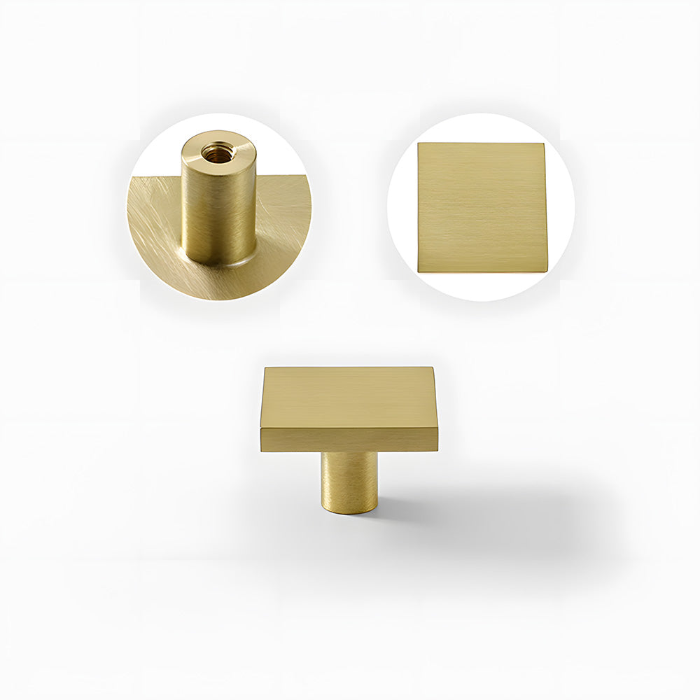 Modern Square Gold Brass Kitchen Cupboard Handles & Knobs
