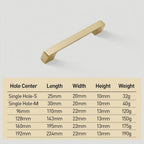 Modern Square Gold Brass Kitchen Cupboard Handles & Knobs