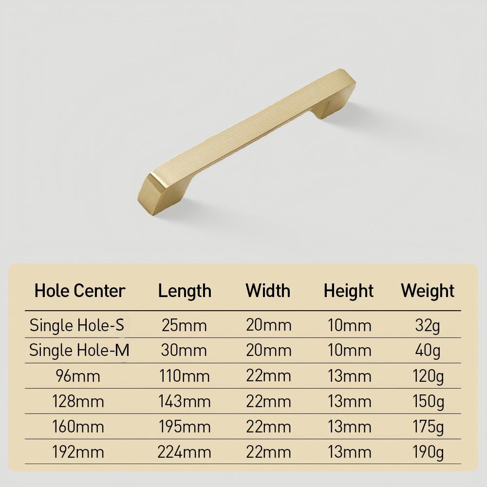 Modern Square Gold Brass Kitchen Cupboard Handles & Knobs